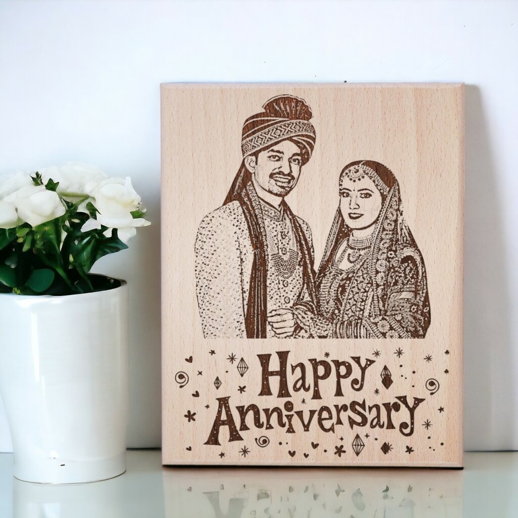 Wooden frame for anniversary gift with picture
