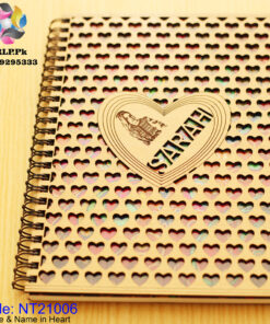 A5 Size Customize Image and Name on Heart of Wooden Notebook NT21006