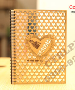 Alternative view of A5 Size Customize Image and Name on Heart of Wooden Notebook NT21006