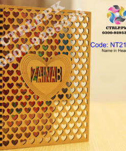 A5 Size Customize Name written in Heart of 3D Wooden Notebook NT21009