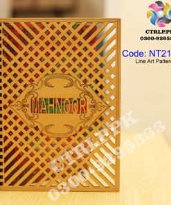 A5 Size Customize Name on 3D Line Work Wooden Notebook NT21012