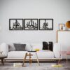 Matte Black Triptych Dhikr Wall Art
